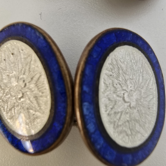 Vintage 1910sblue and white enamel Cufflinks
